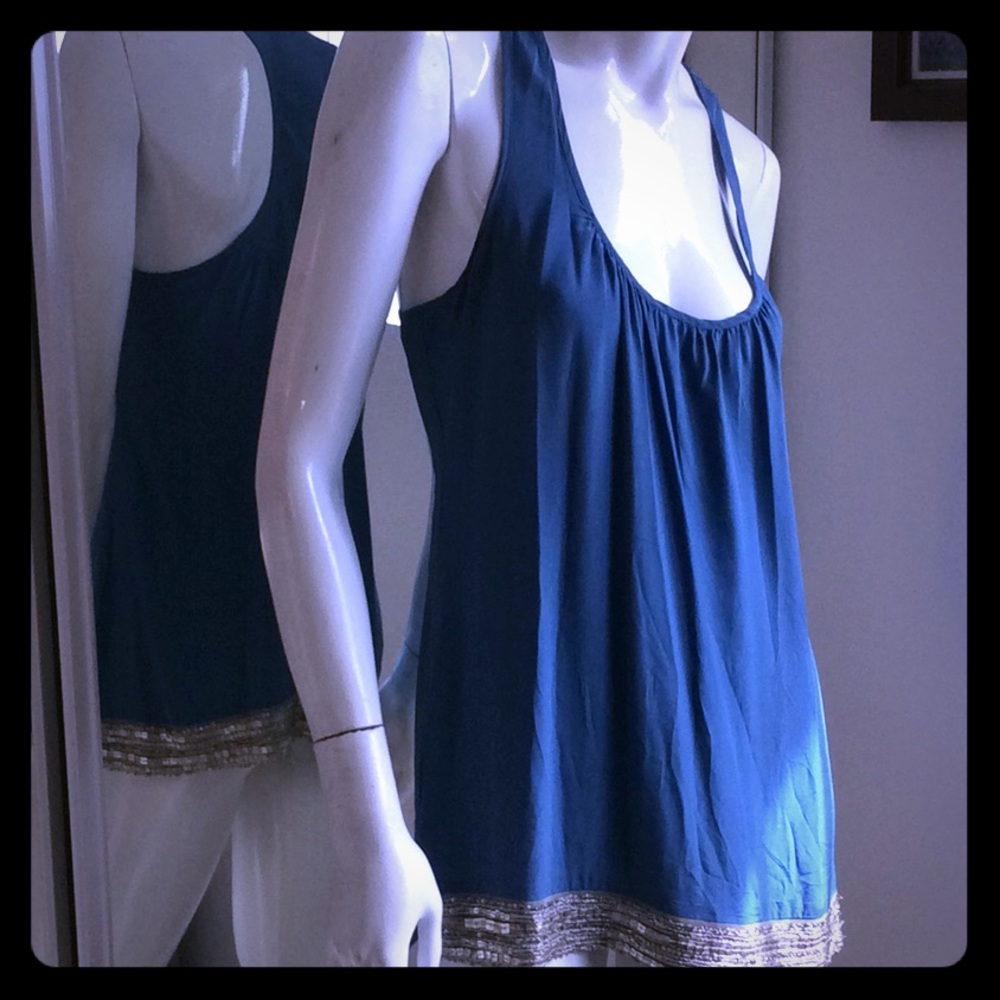 Cute racer back tank with beading